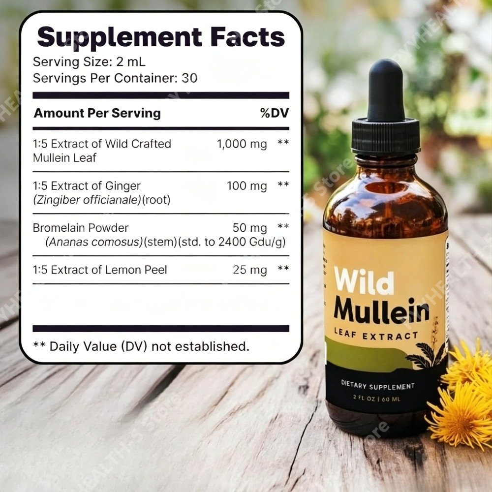Wild Mullein Leaf Drops with G – Herbal Wellness Liquid recenzja i cena