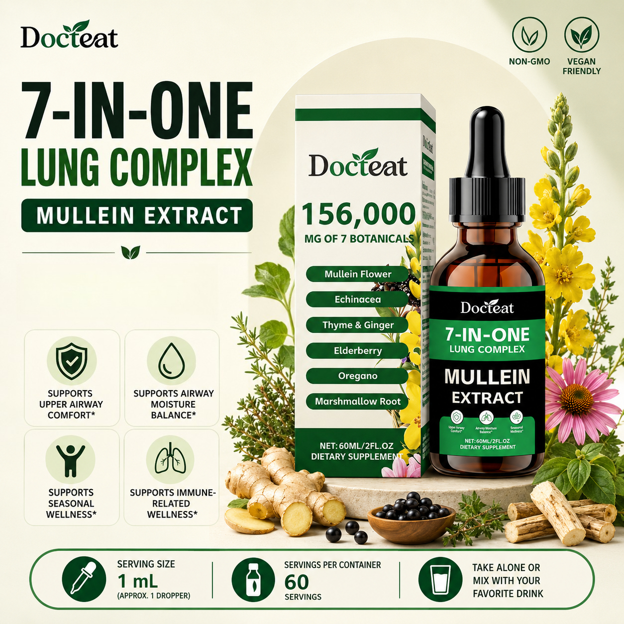 Docteat 7-in-1 Mullein Extract – Herbal Wellness Liquid recenzja i cena